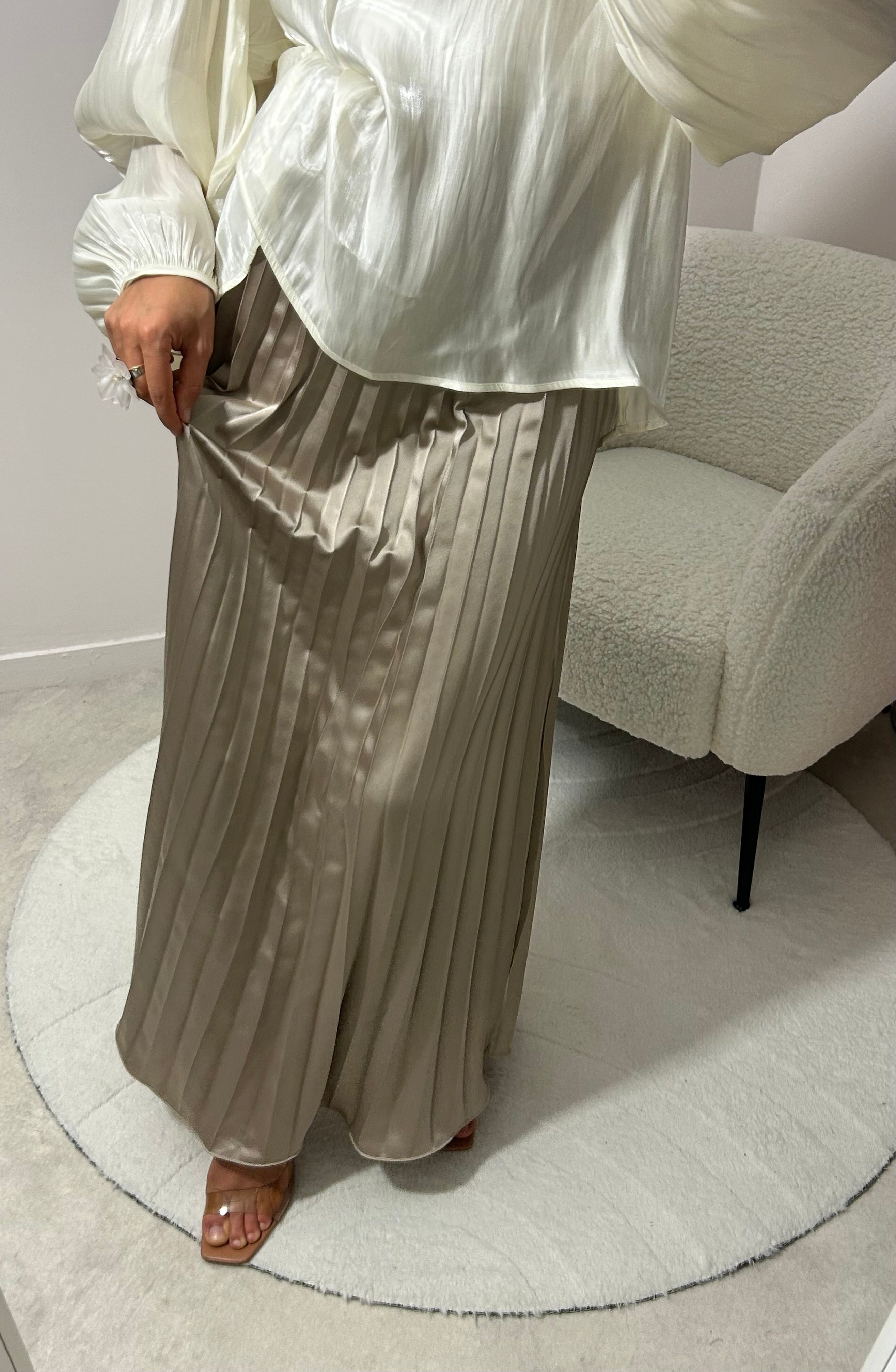 JUPE PLISSÉE TAUPE
