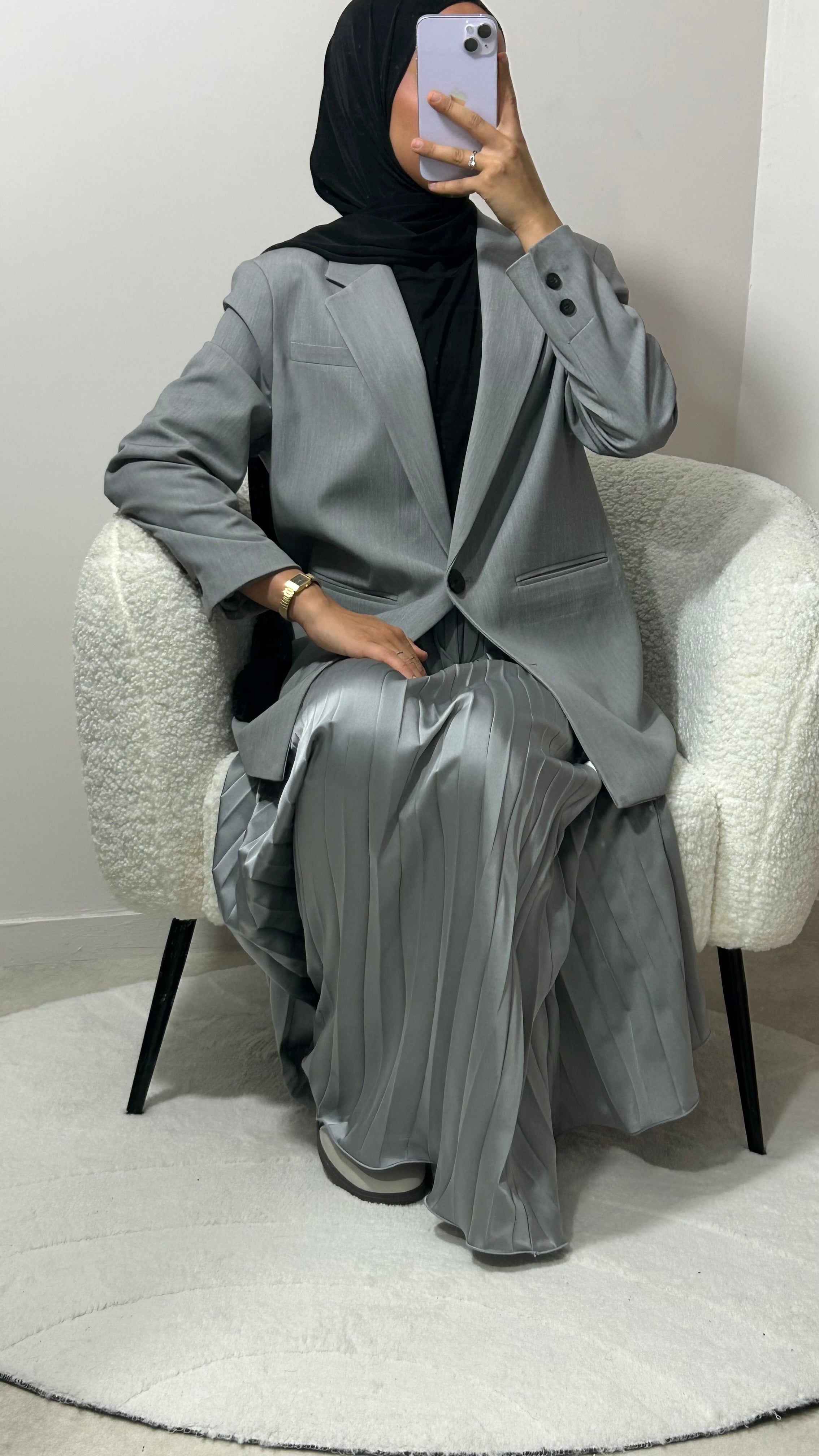 JUPE PLISSÉE GRIS CLAIR