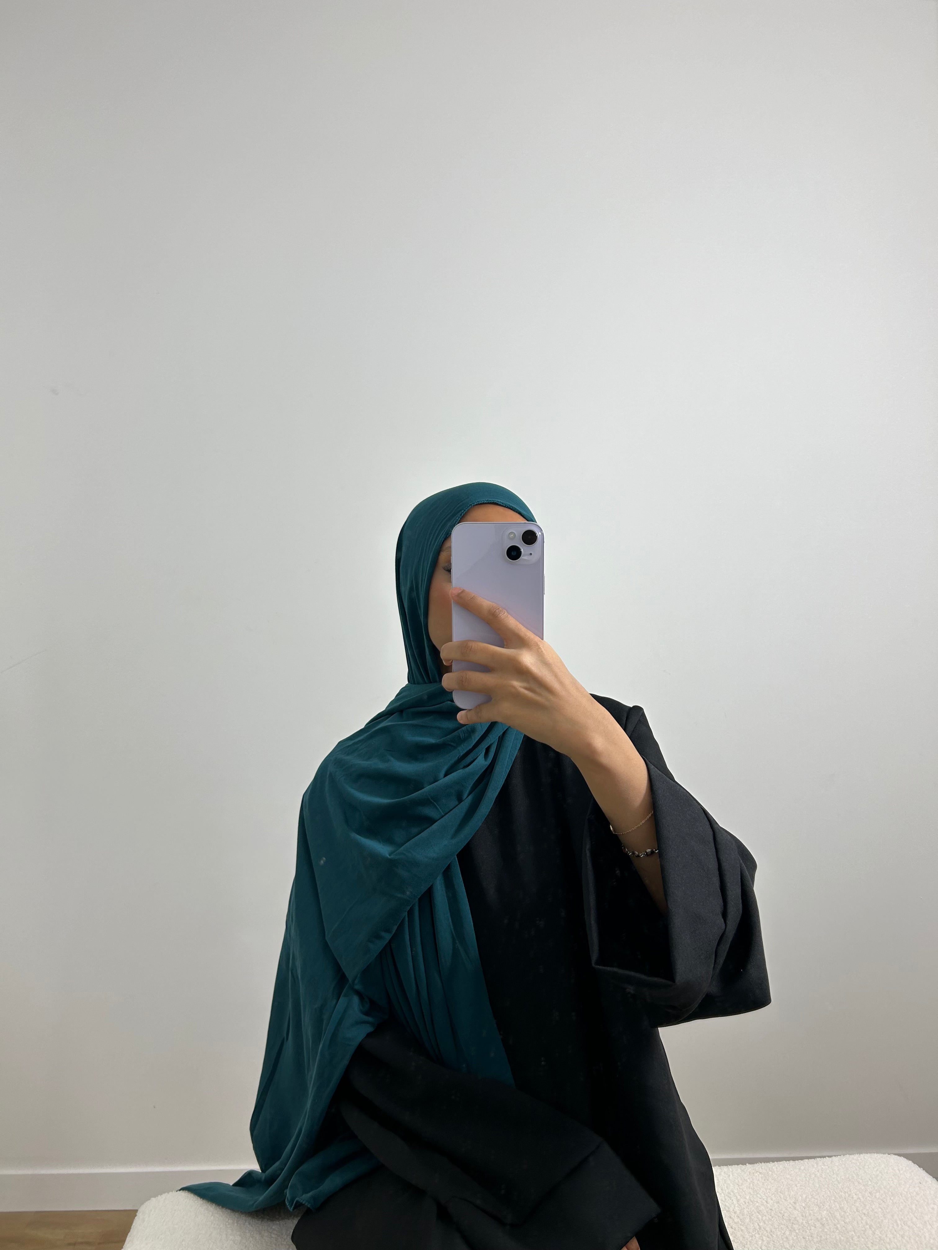 Hijab en Jersey Bleu Canard