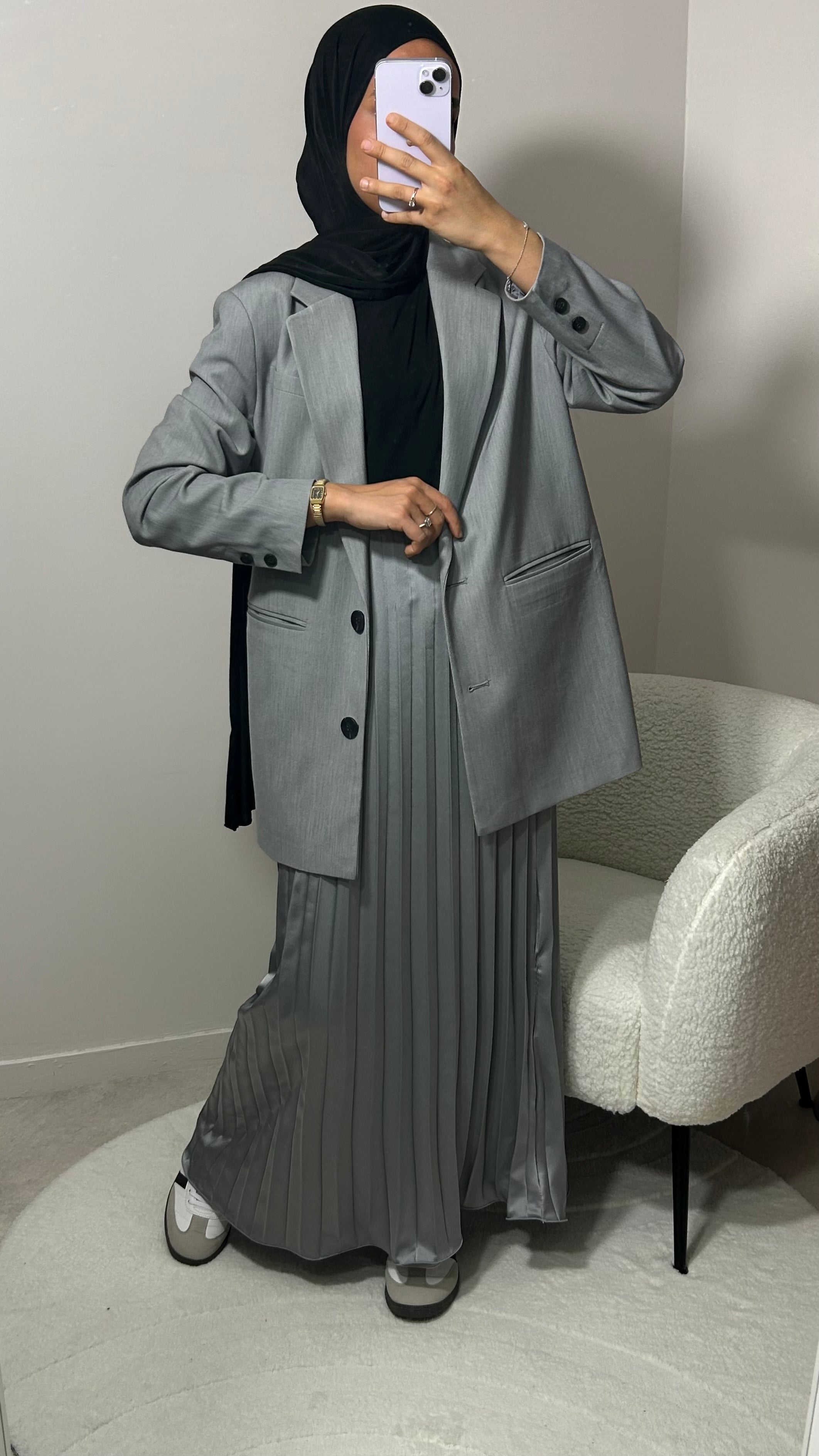 JUPE PLISSÉE GRIS CLAIR